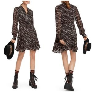 NEW Maison Scotch & Soda Floral Print Chiffon Mini Dress Fit & Flare Size M
